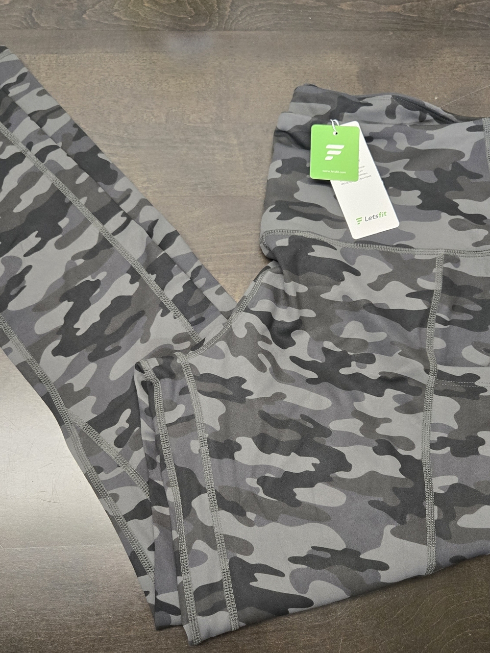 Letsfit Green Camo High-Waisted Leggings LARGE